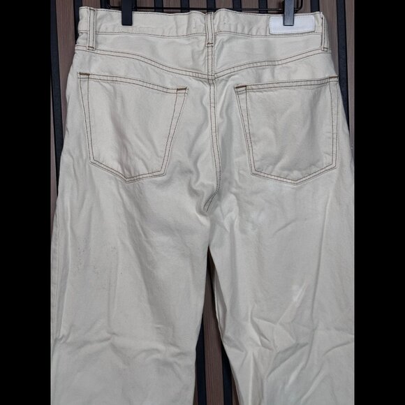 RE/DONE Jeans 29 Womens Ivory White Spot Straight High Rise Poly Denim - Picture 8 of 11
